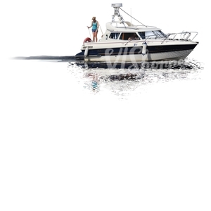 cut out woman riding on a yacht