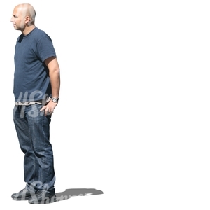 cut out bald man standing