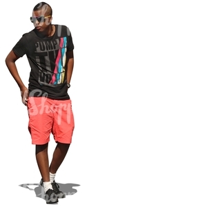 cut out young black man walking