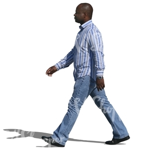 cut out black man in jeans walking