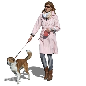 cut out woman walking a dog