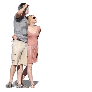 cut out couple standing and looking at smth