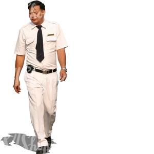 cut out asian businessman walking