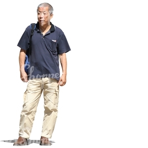 elderly asian man walking