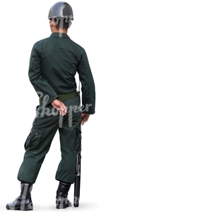 cut out asian soldier standing