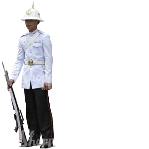 cut out asian guard standing