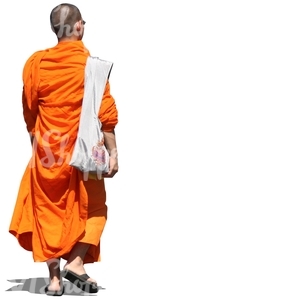 cut out buddhist monk walking