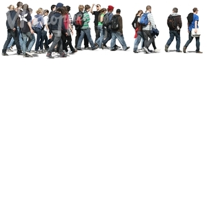 big cut out group of teenagers walking