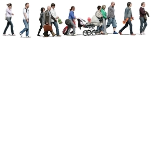 cut out group of people walking