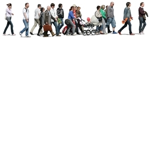 cut out group of people walking