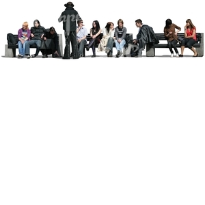 cut out group of people sitting on the bench
