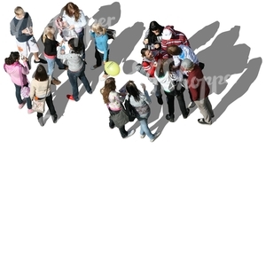 cut out group of people seen from above