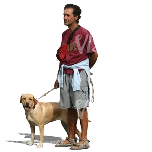 man standing with a dog