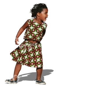 black girl in a dress playing