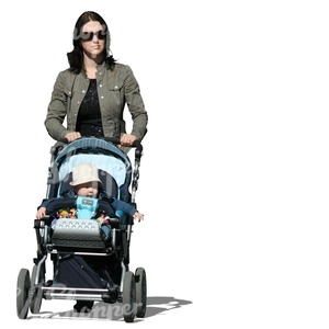 woman pushing a baby stroller