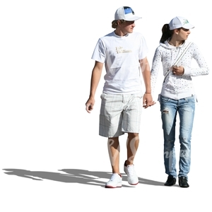 couple in white clothes walking hand in hand