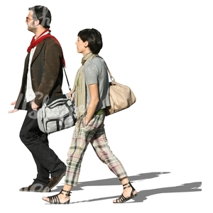 man and woman walking