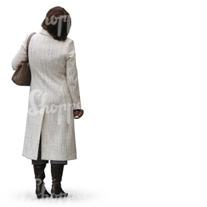 cut out woman in a white spring coat