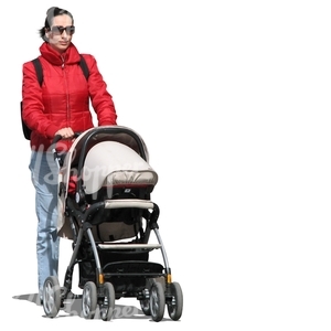 woman pushing a baby stroller