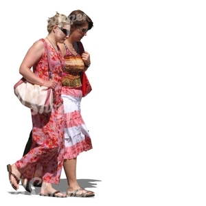 two women in summer dresses walking