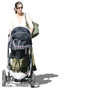 woman pushing a baby carriage