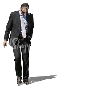 businessman in a black suit walking
