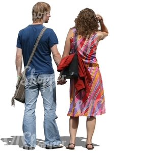 man and woman standing and holding hands