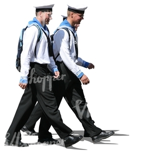 three sailors walking