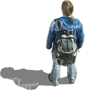 woman with a backpack standing