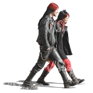 couple in punk style clothing walking