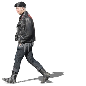 man in punk style clothing walking