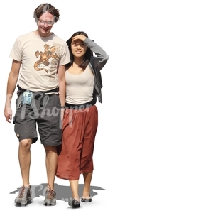 asian woman and man walking hand in hand