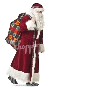 Santa Claus with a bag walking during Christmas