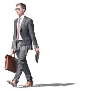 young businessman with a briefcase and a tablet