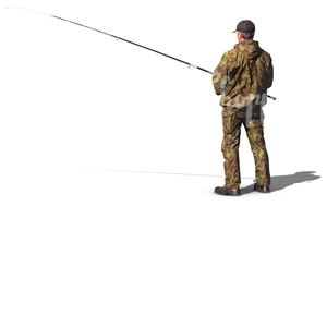 man fishing in camouflage clothing