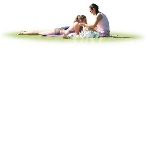 two women sunbathing in a park