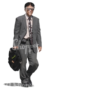 asian businessman with sunglasses and a briefcase