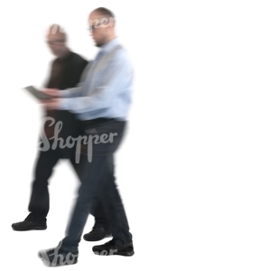 motion blur image of two businessmen walking