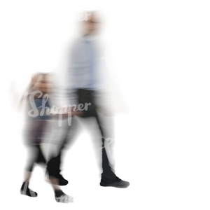 motion blur image of a father and daughter walking hand in hand