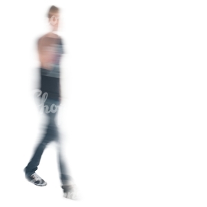 motion blur image of a young man walking