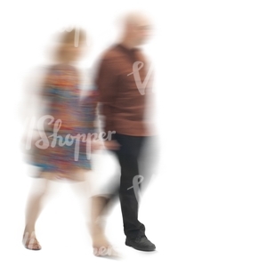 motion blur image of a couple walking