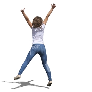 young girl jumping up in the air