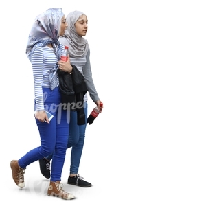 two young muslim women walking