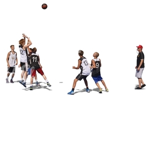team of men playing basketball