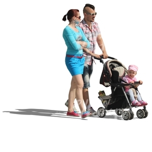 family with a baby carriage