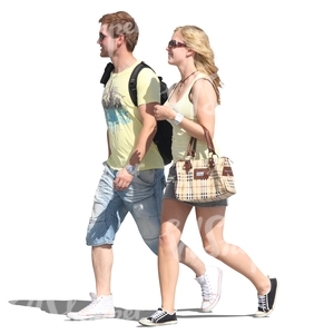 couple walking hand in hand in summertime