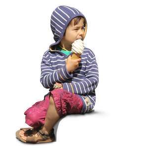 cut out child eating an ice cream