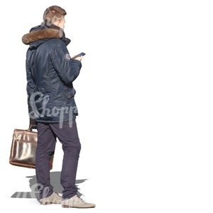 man with a phone and a briefcase