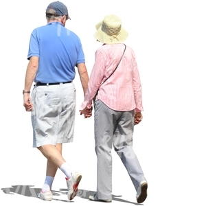 cut out elderly couple walking hand in hand