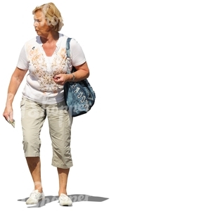 cut out elderly woman walking